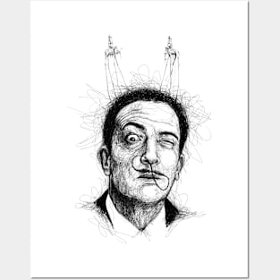 Salvador Dali. Scribble art. Posters and Art